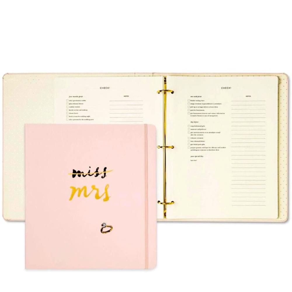 Kate Spade New York Blush Pink Bridal Wedding Planner Binder, Miss to Mrs.